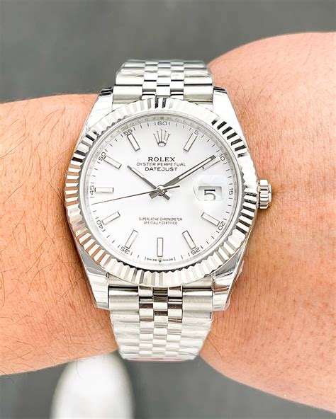 rolex datejust 41mm white gold fluted bezel|rolex datejust 41 with diamonds.